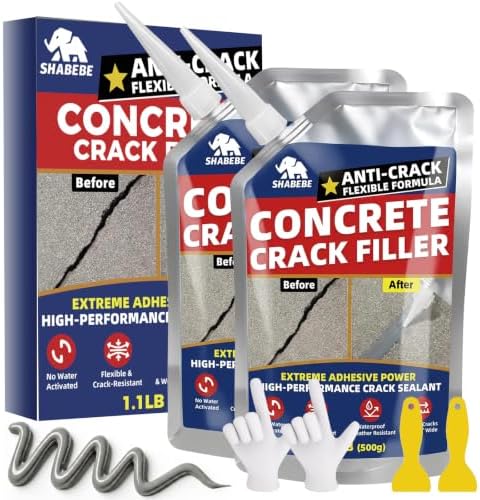 Concrete Crack Filler - 2.2LB Self Leveling Cement Crack Sealant, High Elasticity Concrete Joint Repair, Waterproof & Fast-Drying Concrete Caulk for Driveway, Sidewalk, Patio, Indoor & Outdoor, Gray