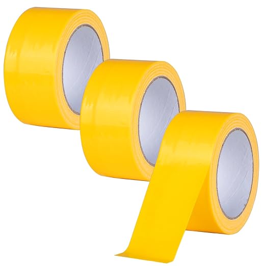 XUXU 3 Pack Yellow Duct Tape Heavy Duty Waterproof 60 Yards x 2 Inch Total | Strong Adhesive for Indoor Outdoor Repairs