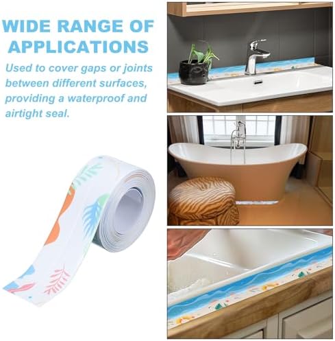 PATIKIL Caulk Tape Waterproof Self Adhesive, PVC Toilet Caulking Sealant Strip Bathtub Caulk Sealing Strip Tape for Bathroom Kitchen Countertop, Seaweed (1.4 Inch x 10.5 Ft)