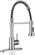 WEWE High Arc Pull-Down Kitchen Faucet, 2-Mode Sprayer, Brushed Nickel