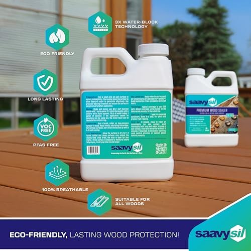 16 oz Silicone Wood Sealer Concentrate, Makes 1 Gallon - Non-Toxic, Plant-Based, Food Safe Waterproofing for Raised Garden Beds, Planter Boxes, Deck, Fence & Furniture - Clear Finish