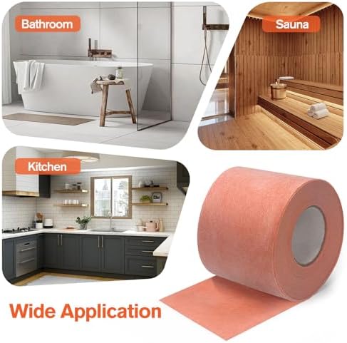 2 Roll Waterproofing Membrane, 5Inch X 98.4Ft 20Mils Thick Waterproof Membrane for Shower Polyethylene Fabric Tile Underlayment Seam Tape for Tile Wall Floors, Sauna Steam Room