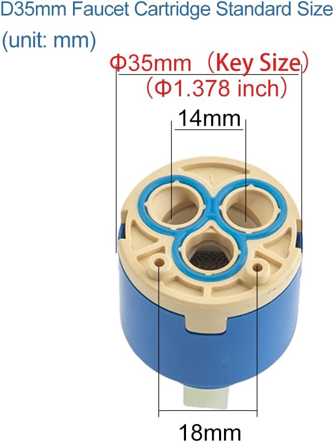 Diameter 35mm Ceramic Faucet Cartridge Replacement for Single Handle Kitchen Basin Shower Faucet Part, Ceramic Faucet Valve (Pack of 2)