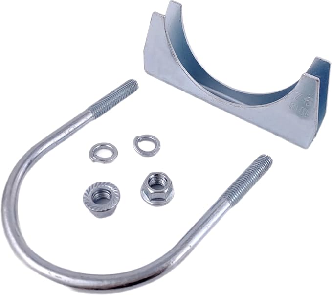 3"Heavy Duty Exhaust U Clamps Saddle Style Muffler U-Bolt Clamp, Stainless Steel, Pack of 2 (76MM-Fit 3"OD Pipe)
