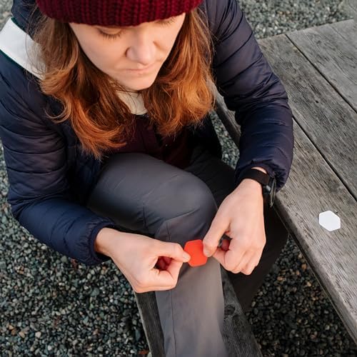 GEAR AID Tenacious Tape Hex Repair Patches, 2.5" & 1.5", Orange, 8 Count | Pre-Cut Peel-and-Stick Repair Patches for Fixing Holes, Tears and Burns in Jackets, Tents, Sleeping Bags and Gear