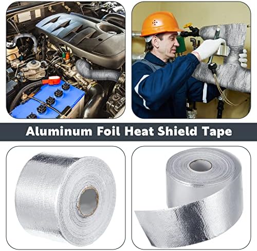 Zonon 2 Rolls Aluminum Foil Tape Heat Shield Tape Barrier Adhesive Reflective Fiberglass Thermal Insulation Reflective Material High Temp Protection(Silver,2 Inch X 65.6 ft)