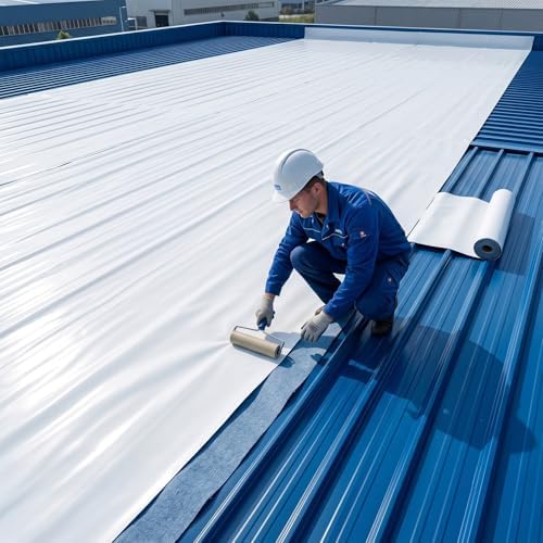 MYOYAY Self-Adhesive Waterproof Roofing Roll,39" x 32.8' Self Stick Roof Protector Underlayment,Synthetic Repair Roofing Underlayment for Metal Roofing Panels House Dormer Porch Roof (White)