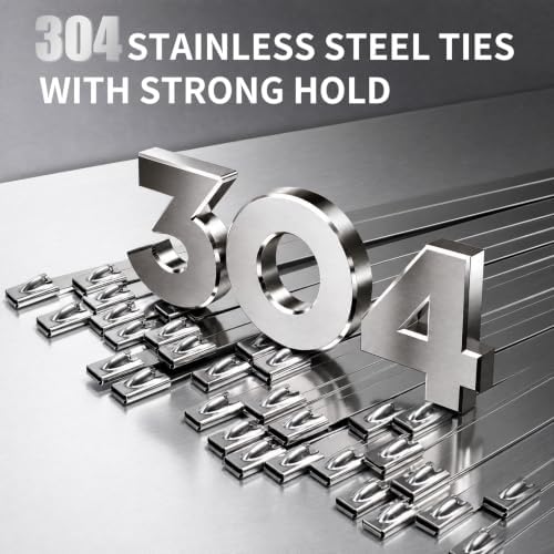 OFFO Metal Zip Ties 100 Pcs 15.8 in Premium Heavy Duty Stainless Steel Wire Multifunctional Locking Exhaust Wrap Flexible Durable