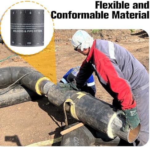 Relaxweex Pipe Wrap Around Flex Angle Pipe Measuring Tool for 6" to 30" Diameter Pipes, Heat Resistant (350⁰ F) Piping Fitter Tool with Storage Box for Diameter and Circumference Measuring & Marking