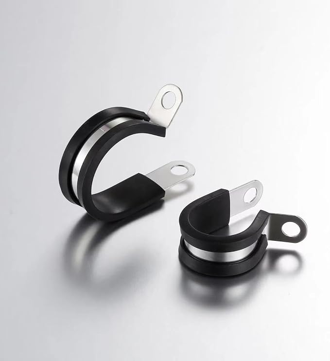 50PCS 5/16 Inch Cable Clamps, 304 Stainless Steel Rubber Coated Cable Clamps