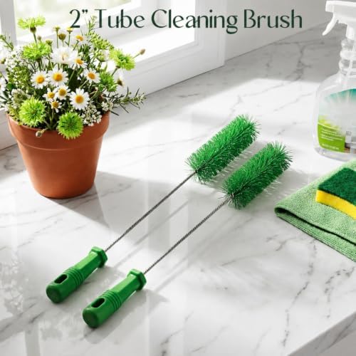 Baderke 2 Pcs Drain Brush Pipe Cleaning Tube Brush, Green, 19.7 x 2 Inch