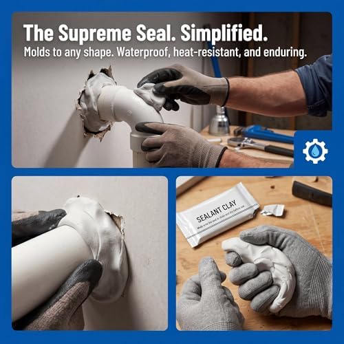 Duct Seal Putty Waterproof Sealant Clay Mastic for AC Holes Walls and Exhaust Plumbers Putty and Hole Filler Quick Mending Mud for Drain Connection wall Repair Clay (White 6 pcs)