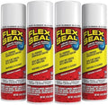 Flex Seal, 14 oz, 4-Pack, White, Stop Leaks Instantly, Waterproof Rubber Spray On Sealant Coating, Perfect for Gutters, Wood, RV, Campers, Roof Repair, Skylights, Windows, and More