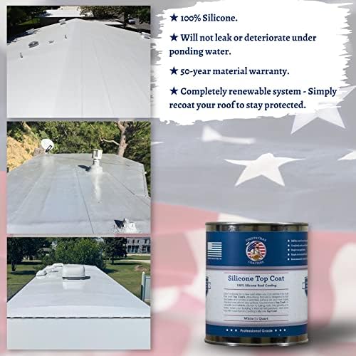 Countryman Coatings - 100% Silicone Roof Coating Restore Your Roof in a Day Seal Leaks, Cracks, Seams, Penetrations Adheres to All Surfaces (1 Quart, White) (Pack of 2)
