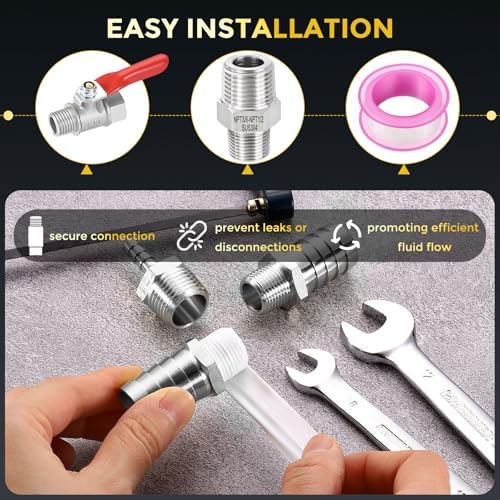 METALLIXITY 10PCS 3/8" MNPT x 1/8" MNPT Thread SUS304 Hex Nipple Adapter | Male Straight Extension Adapters, 304 Stainless Steel Pipe Fittings for Water Line, Tub Spout/Shower Head