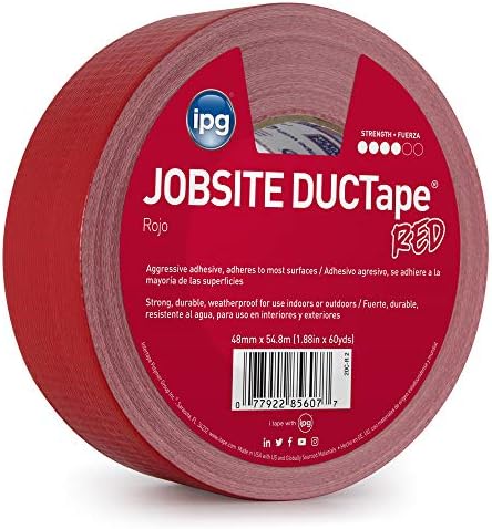 IPG JobSite DUCTape, Colored Duct Tape, 1.88" x 60 yd, Red (Single Roll)