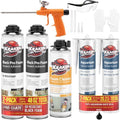 Kraken Bond Black Spray Waterfall Foam Sealant 2x24 oz & Aquarium Silicone Sealant 2x10.1 fl. oz – Bundle for Vivarium, Terrarium, Fountain & Aquascape Background, Foam Gun and Cleaner Included
