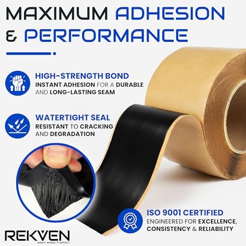Pond Liner Seam Tape Kit, Double Sided Butyl Adhesive, 30 Ft x 3 in | Bonds EPDM PVC HDPE LDPE RPE LLDPE, Waterproof Sealer, Repair and Patch, Roller and Sponge Included, Fish Safe, Koi Ponds