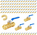 100-Pack Foskan Brass Push Fit Ball Valve with Disconnect Clip, 1/2" Push-to-Connect Full Port Shut-off Valve with Blue Handle for Hot and Cold Water Application