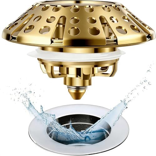 AzWzz Bathtub Drain Stopper,Pop Up Tub Stopper Plug with Hair Catcher Cover