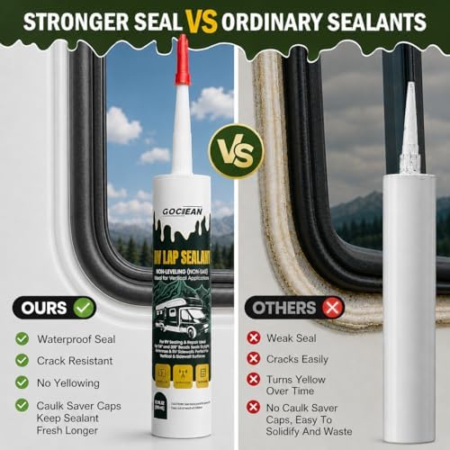 Non-Leveling RV Roof Sealant, Lap Sealant for RV Roofs, Windows, Skylight, Non-Sag RV Roof Sealant, Waterproof Clear RV Sealant, RV Caulking Sealant for Vertical Surface Leak Repair