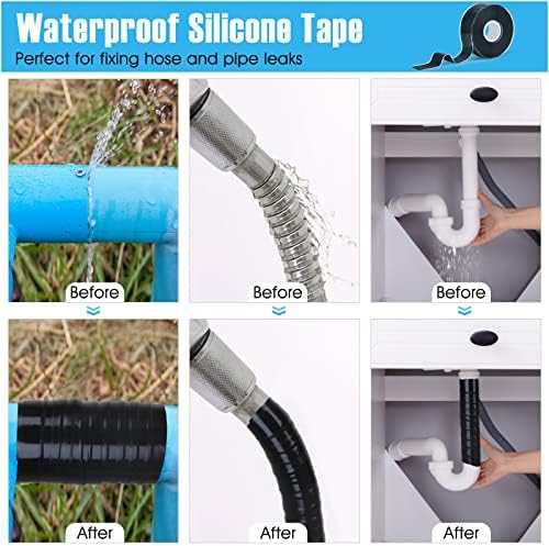 1" X 19.5 Ft Fusion Grip Silicone Tape, Black Self-Fusing Rescue Tape Rubber Wrap Adhesive Tape for Emergency Pipe & Plumbing Repair, Sports and Gym Equipment Pull Up Bars Barbells Tools Fixing