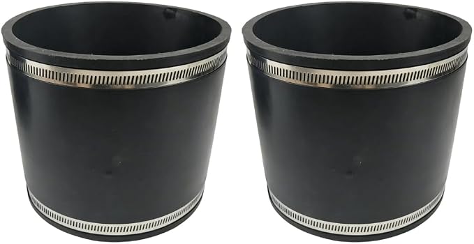 Rubber Sleeve Pipe Coupling Hose Clamps 2 Pack with Steel Band Fasteners for Drain Pipe Repair and Utility Line Maintenance