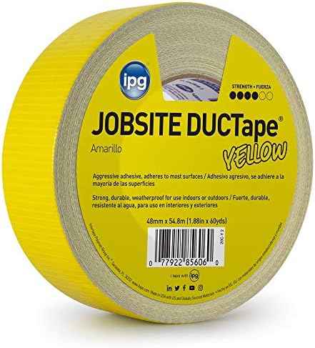 IPG JobSite DUCTape, Colored Duct Tape, 1.88" x 60 yd, Yellow (Single Roll)