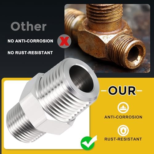 METALLIXITY 1PCS M16-1.5Male x M16-1.5Male Thread SUS304 Hex Nipple Adapter | Straight Extension Adapters, 304 Stainless Steel Pipe Fittings for Water Line, Tub Spout/Shower Head