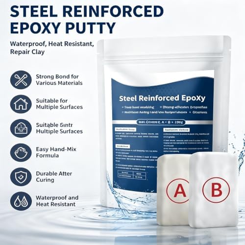 Steel Reinforced Epoxy Putty, Waterproof, Heat Resistant, Repair Clay