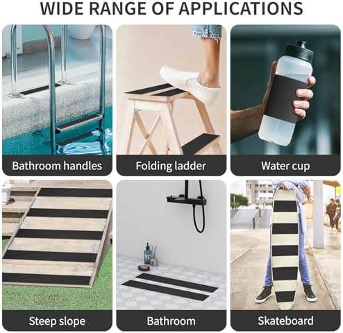 Ultra-Thin Black Anti-Slip Rubber Grip Tape 6" x 16.5FT Strong Adhesive | Ultra-thin textured non-slip pad for handles, waterproof heat resistant, firm adhesion, easy to cut and apply