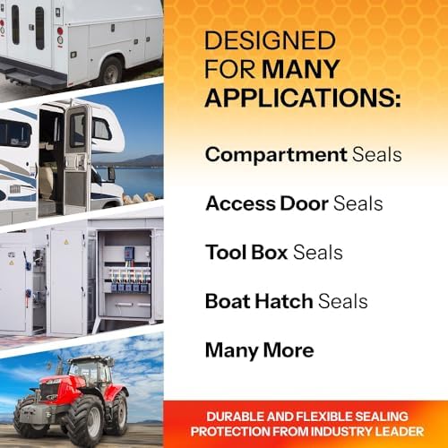 TRIM-LOK D-Shaped Rubber Seal with High Tack Tape, 0.75-Inch Height, 0.75-Inch Width, 100-Foot Length, EPDM Foam Weather Stripping for Door Frame, Window Insulation, Cars, Trucks, RVs, and Boats