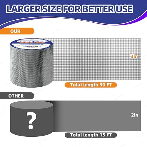KING MOUNTAIN Black Window Screen Repair Tape,3inX20FT Heavy Duty Screen Repair Kit for Window Screen and Screen Door Tears Holes,Strong Adhesive & Waterproof Window Screen Patch