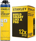 Stanley F902P Window & Door Pro Gun Sealant (12x24 Oz.) – Low Expansion Polyurethane Spray Foam Insulation for Window & Door, High-Yield Waterproof Gap Filler | Gun NOT Included | 24 Oz. 12 Pack