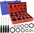 KEZE 826 Pcs Universal SAE and Metric O-Rings Kit,Standard 32 Metric & Inch Sizes O ring Assortment in 2 Box with 4 Piece Pick and Hook for Automotive Faucet Hydraulics Hose Air and Gas Sealing Repair