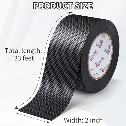 Ultra-Thin Black Anti-Slip Rubber Grip Tape 2" x 33FT Strong Adhesive | Ultra-thin textured non-slip pad for handles, waterproof heat resistant, firm adhesion, easy to cut and apply