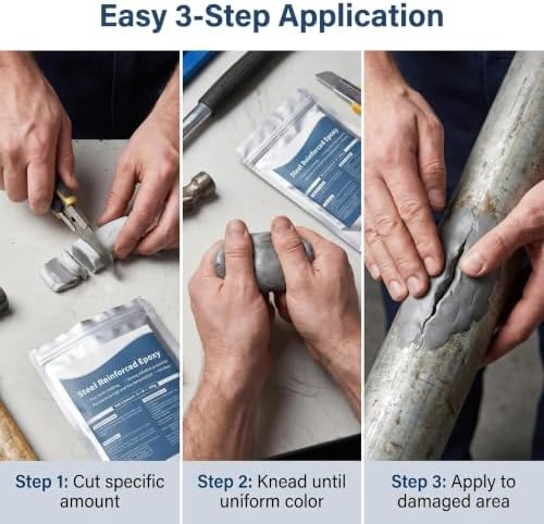 Steel Reinforced Epoxy Putty, Waterproof & Heat Resistant Two-Part AB Epoxy Clay, Heavy Duty Fast Curing Metal Repair Kit, Multi-Purpose Filler for Plastic, Wood, Ceramics, Tiles - 1 Pack