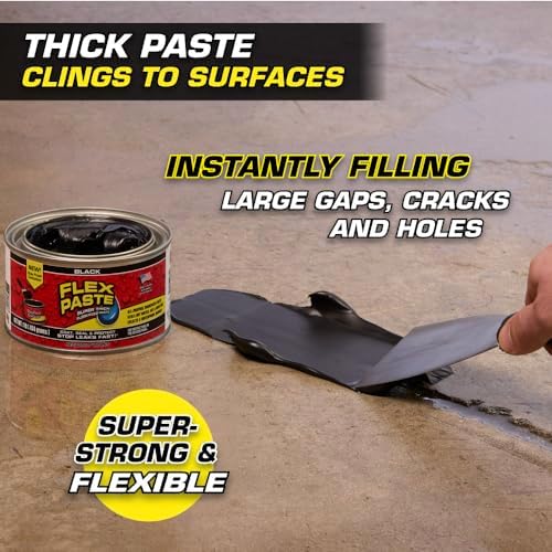 Flex Paste, Waterproof Paintable Putty, Spackle Sealant, Fill Gaps Cracks Holes - Block Out Water and Air - UV Resistant - Walls, Drywall, EPDM, Concrete, Roof, RV Repairs, Black, Cartridge