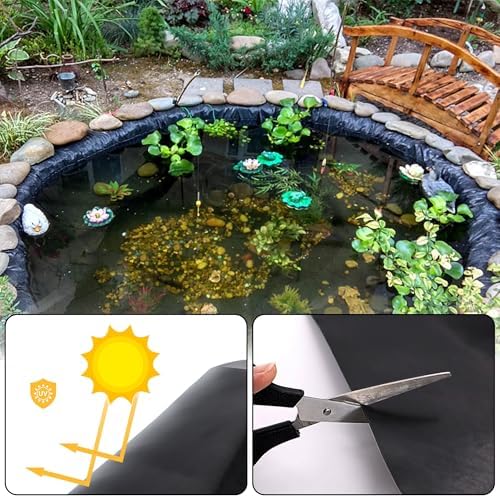 Adroiteet 15 x 25 FT Pond Liner, Fish Pond HDPE Liner, Pond Liners for Outdoor Ponds, Koi Ponds, Garden Fountain, Waterfall