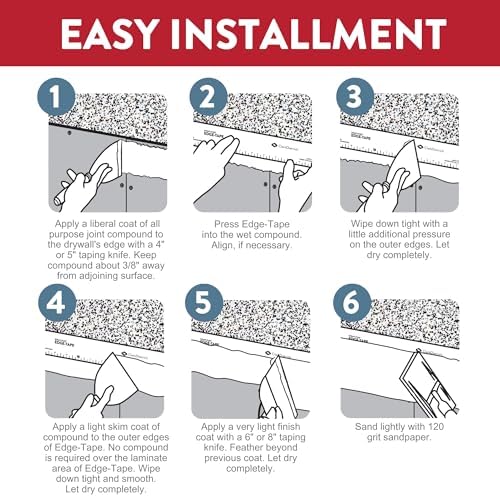 Drywall Tape – Edge-Tape Wall Repair – Fast Installation, Clean Straight Edges, Reduces Waste, Uses Standard Compound – Efficient Drywall and Corner Finishing – 100 ft Roll