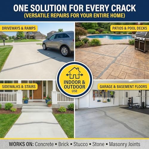 YKF Concrete Crack Filler 2-Pack (2.2 lbs) - Self-Leveling Liquid Cement Sealant for Driveways & Garage Floors - Waterproof, High Elasticity Value Bundle - Gray