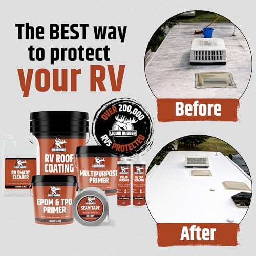 Liquid Rubber RV Roof Sealant - Camper & Trailer Coating, White, 1 Gallon