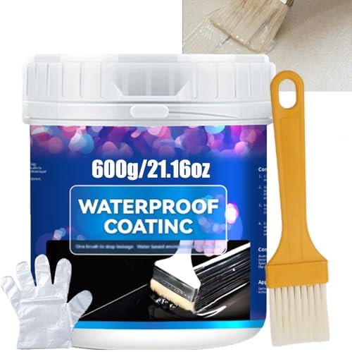 Waterproof Multi-Purpose Polyurethane Coating,Polyurethane Waterproof Coating,Concrete Cracks Holes Leak Repair Cream,for Roofs Walls Concrete Wood Outdoor (E,600g/21.16oz)