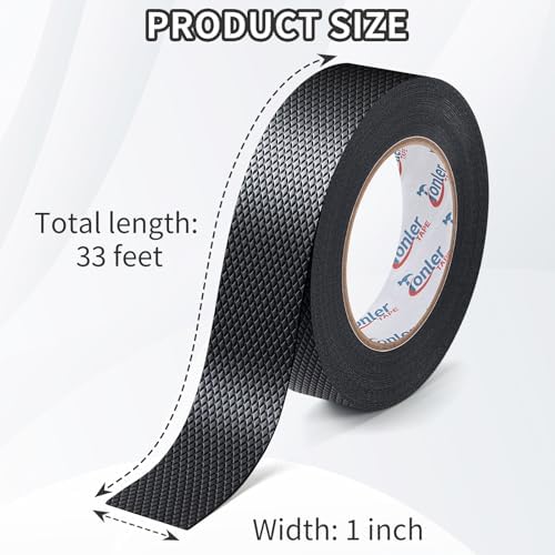 Ultra-Thin Black Anti-Slip Rubber Grip Tape 1" x 33FT Strong Adhesive | Ultra-thin textured non-slip pad for handles, waterproof heat resistant, firm adhesion, easy to cut and apply