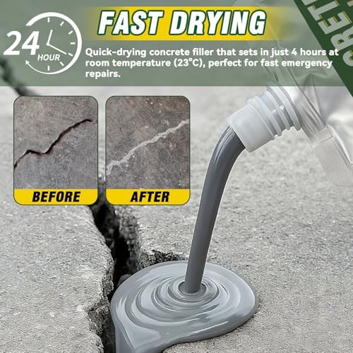Concrete Crack Filler, Waterproof Cement Crack Filler, High Elasticity Self Leveling Crack Sealant, Concrete Caulk, Suitable for Driveway, Walkway, Patio, Joint, Indoor/Outdoor Use