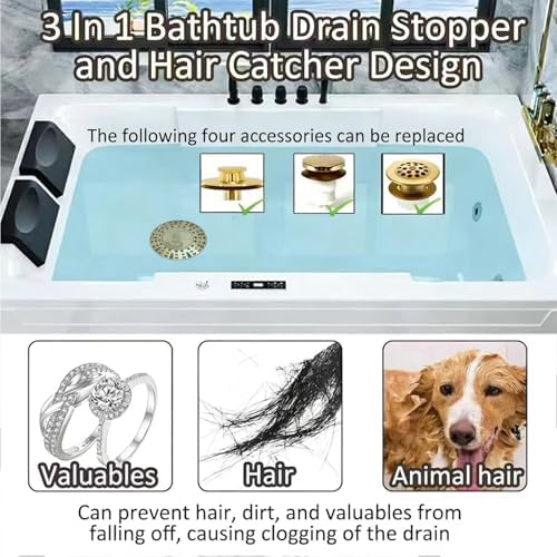 AzWzz Bathtub Drain Stopper,Pop Up Tub Stopper Plug with Hair Catcher Cover