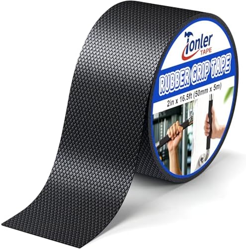 Ultra-Thin Black Anti-Slip Rubber Grip Tape 2" x 16.5FT Strong Adhesive | Ultra-thin textured non-slip pad for handles, waterproof heat resistant, firm adhesion, easy to cut and apply
