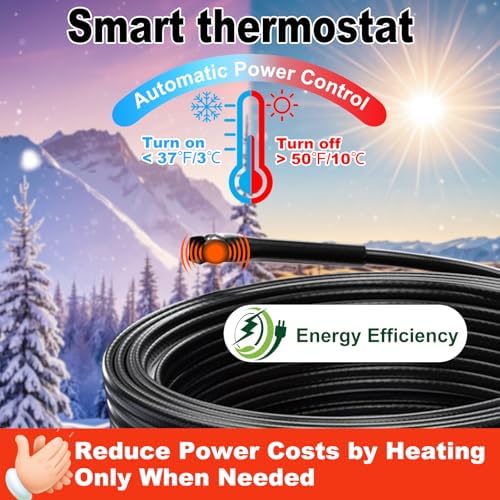 HEATIT Pipe Heat Tape CSA & ETL Certified Heat Cable for Pipes 15ft 7w/ft | HISD Prevents Pipe Freeze, Energy-Saving & Easy Install, Keeps Pipes Ice-Free, Durable, Worry-Free, Trusted Choice