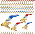 100-Pack Foskan Brass PEX Crimp Drop Ear Ball Valve, 1/2 Inch Full Port Shut-off Valve for Hot and Cold Water Distribution(Blue and Red)
