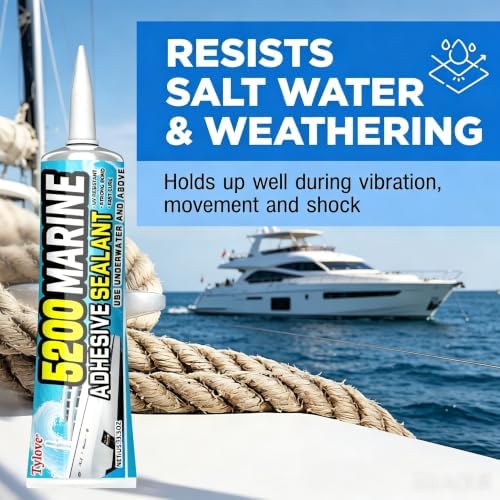 5200 Marine Sealant Adhesive Fast Cure - Permanent, Watertight Bonding and Sealing - UV Resistant, Above & Below Waterline- for Boats, Hulls, Decks & RVs,Pond Sealant 3oz (1Pack Black)